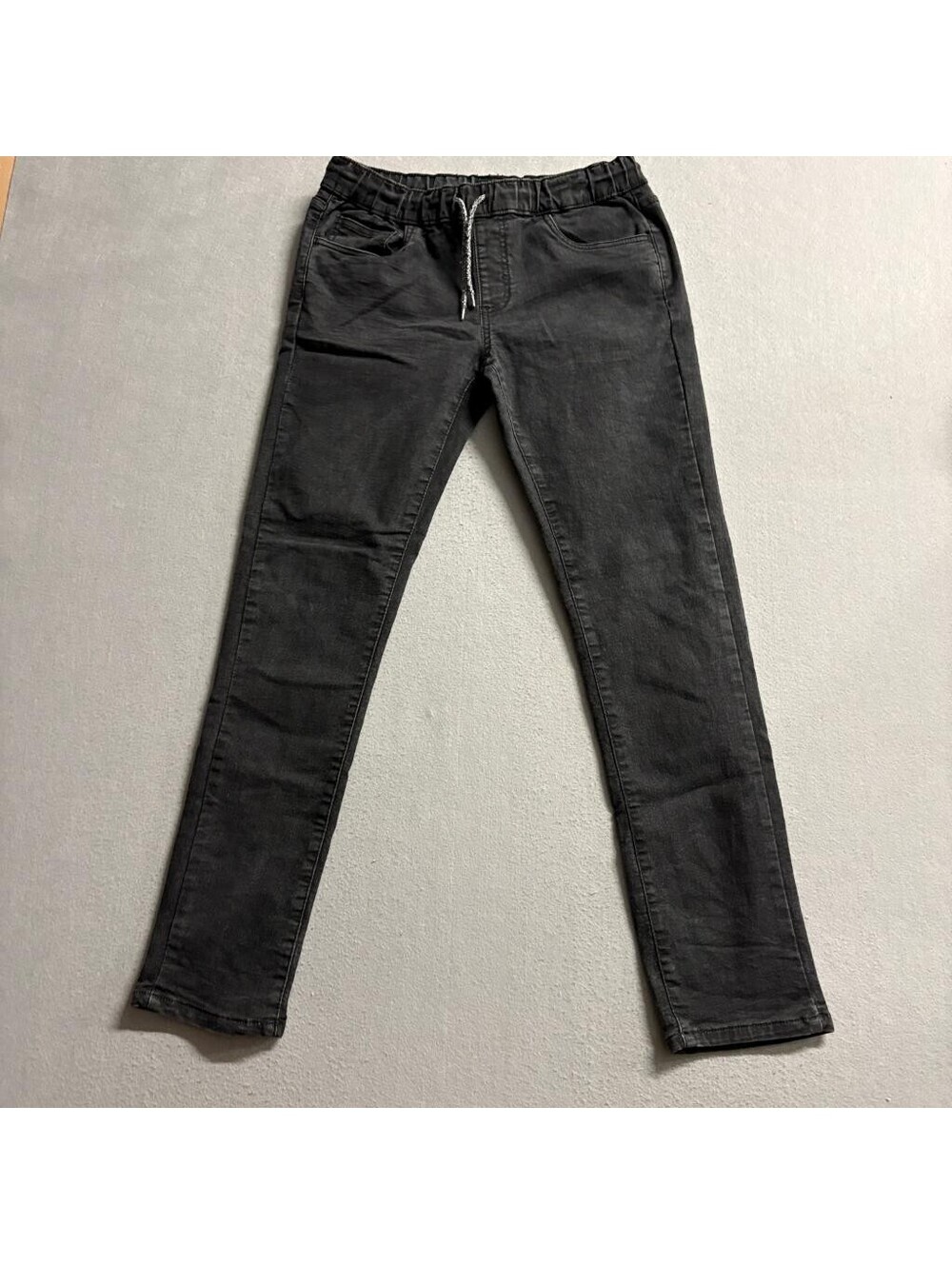 Lee Boys Jeans Size L 14/16 Black Denim Elastic Waist Drawstring Stretch
